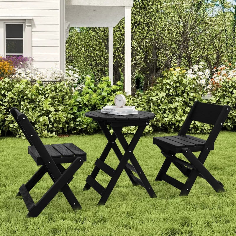Hyleory 3 Piece Patio Bistro Set  Foldable Table  Chairs with Coffee Table, Lightweight for Balcony, Garden, Apartment ,Weather Resistant