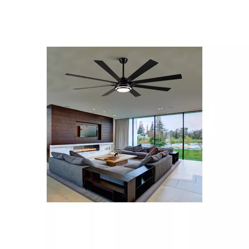 BestParts 72 Smart LED Ceiling Fan - Matte Black, Remote Control, Alexa Google Compatible