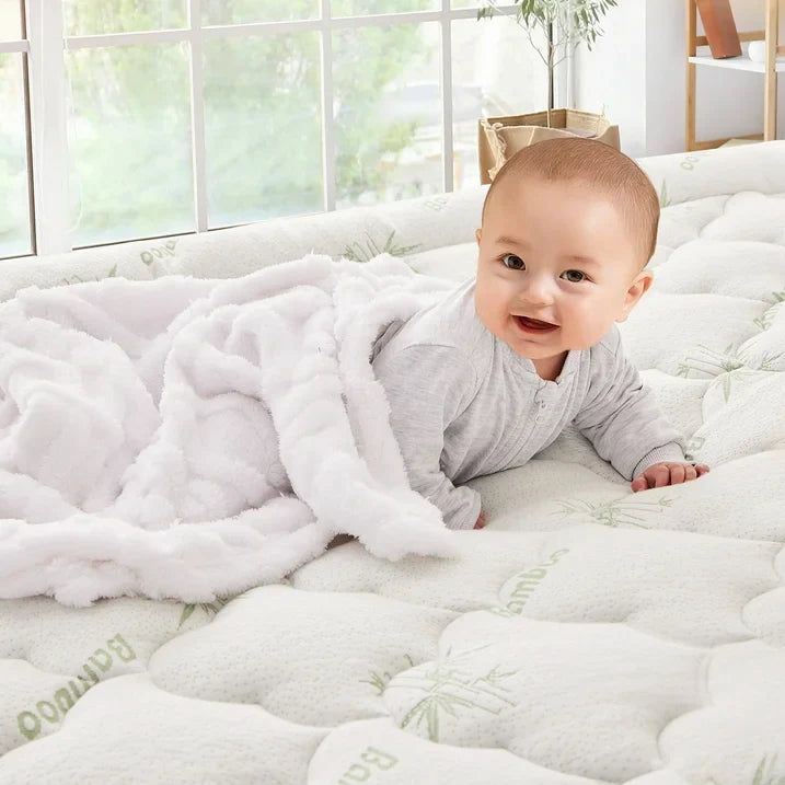 Arsny Bamboo Bedding Quilted Fitted Mattress Topper Queen Size 60"x80"