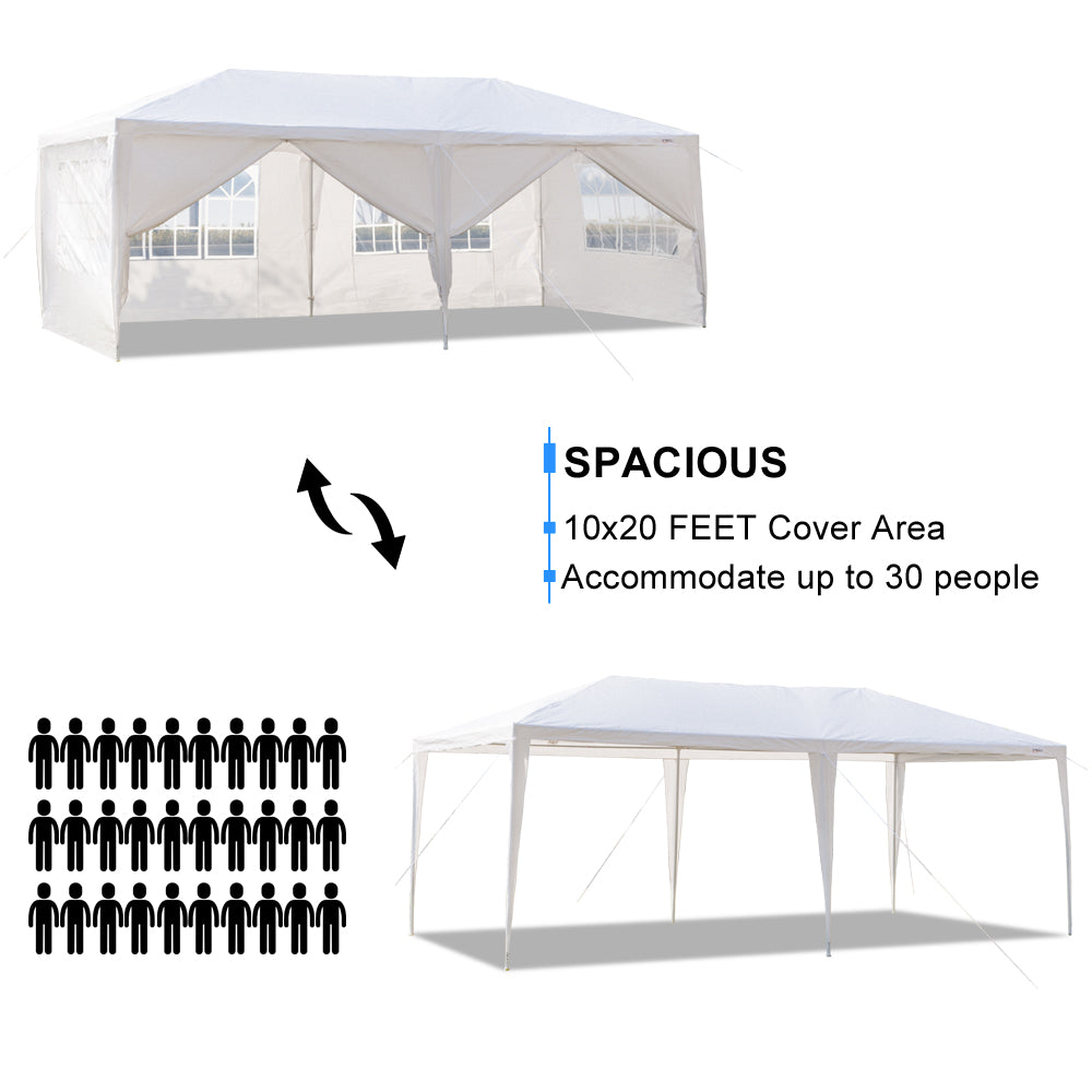 10'x20' Wedding Party Canopy Tent,6 Removable Sidewalls Great for Outdoor