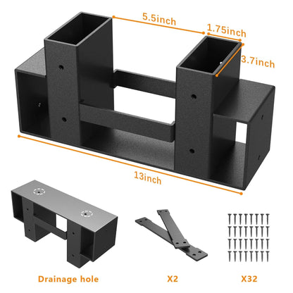JOZ Firewood Storage Rack Bracket Kit, Adjustable Rack Length Based on the Amount of Wood, for Outdoor Indoor Patio Deck Metal Log Holder Tools with 34 Accessories