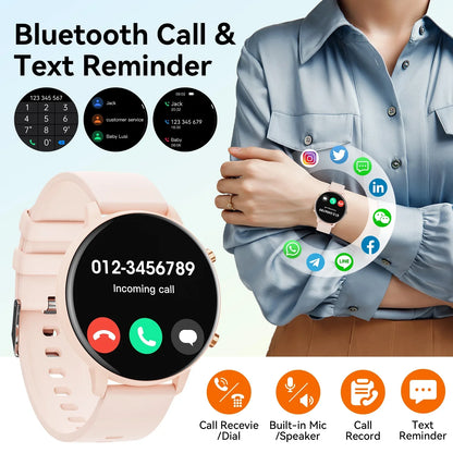 2024 New Women'S Smart Watch, 1.39-Inch Round Screen, Multiple Movement Modes, Answering And Making Calls, Information Reminder, Smart Watch For Android And Ios (Pink)