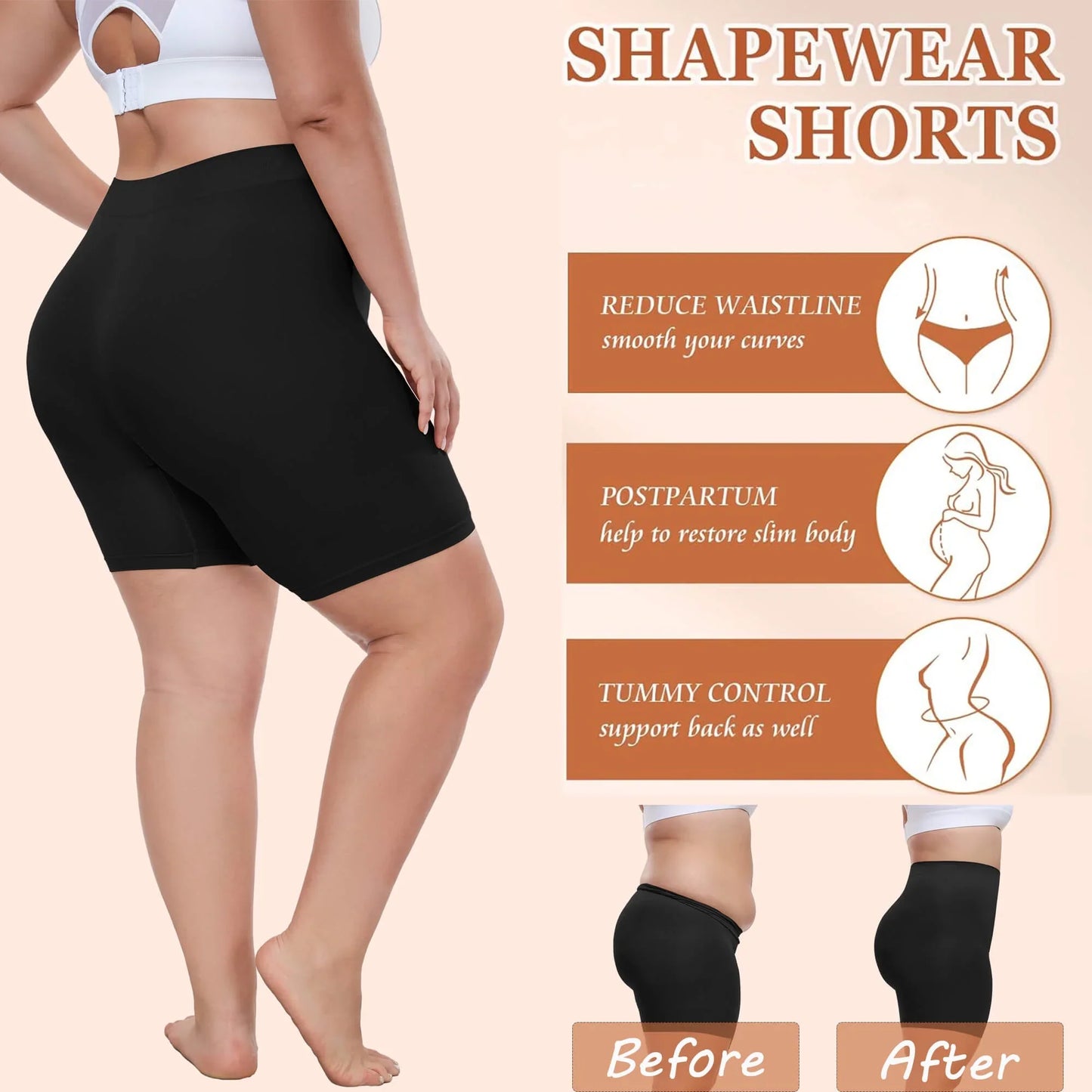 Anyfit Wear Plus Size Mid Waisted Body Shaper Shorts Shapewear for Women Tummy Control Thigh Slimming Panties