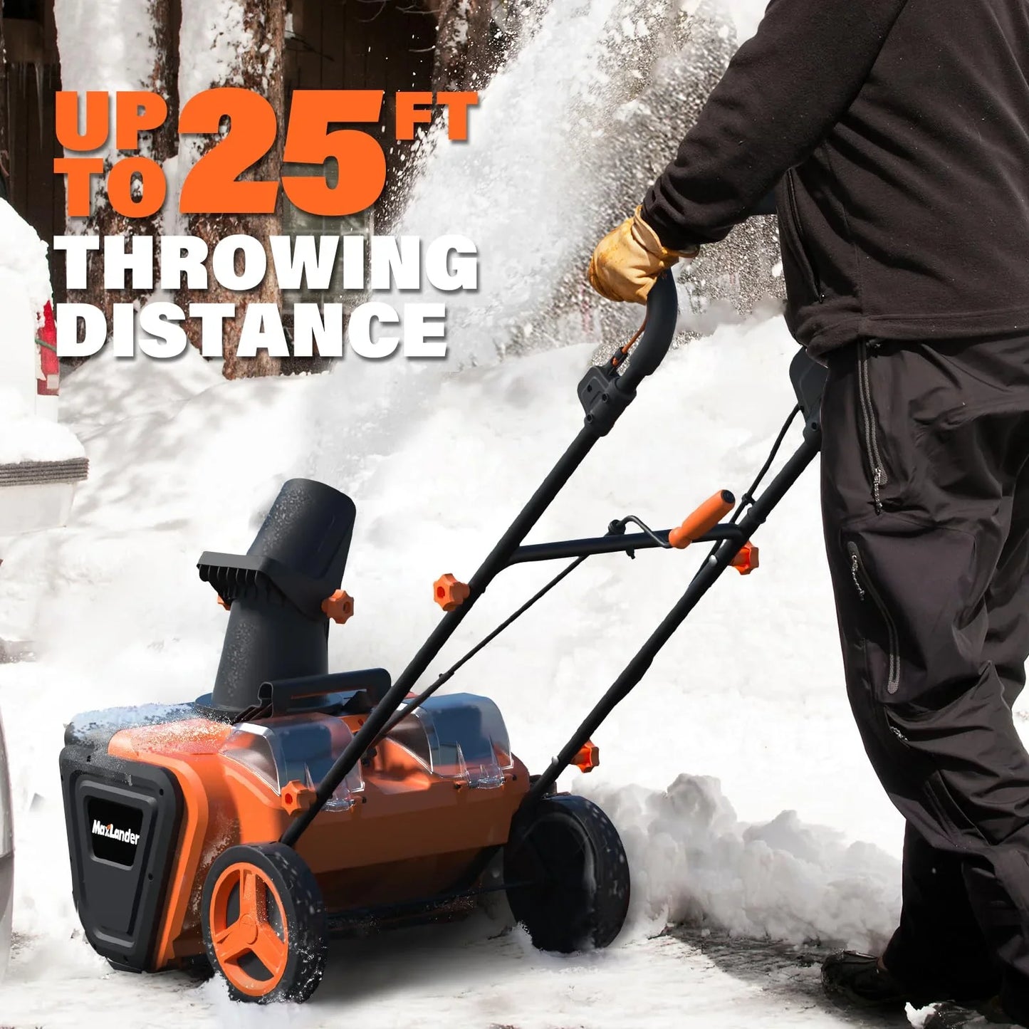 MAXLANDER Snow Blower Cordless, 40V 20-Inch Brushless Cordless Snow Blower with Dual LED Lights, 180  Rotating Chute, Electric Snow Blower Battery Powered 2 x 4.0Ah Batteries and Charger Included