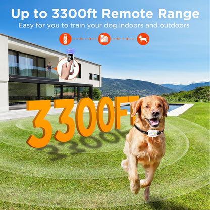 Dog Shock Collar,3300FT Dog Training Collar with Remote,IP67 Waterproof Rechargeable Sleek Modern Shock Collar for Small,Medium,Large Dogs with Beep,Vibration,Safety Shock,LED Light,8-120 lbs