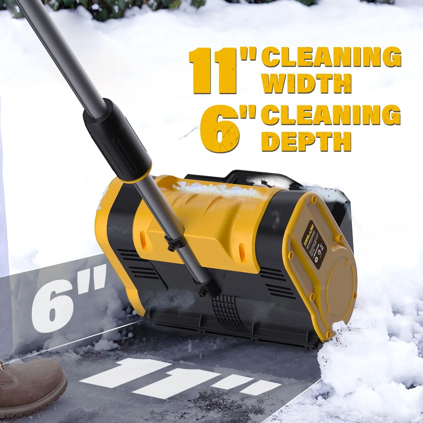 ZEGJAW Electric Snow Shovel, 20V 11-Inch Cordless Snow Shovel, Snow Blower Cordless with Adjustable Front Handle (4-Ah Battery and Quick Charger Included)