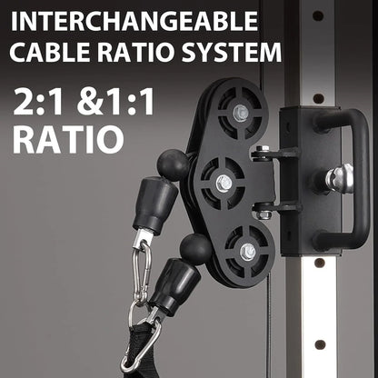 Syedee Functional Trainer with 352lbs Weight Stack, 2:1&1:1 Ratio System Cable Crossover Machine with Independent Double Pulley System, 2000lbs Multi-Functional Chest Fly Machine