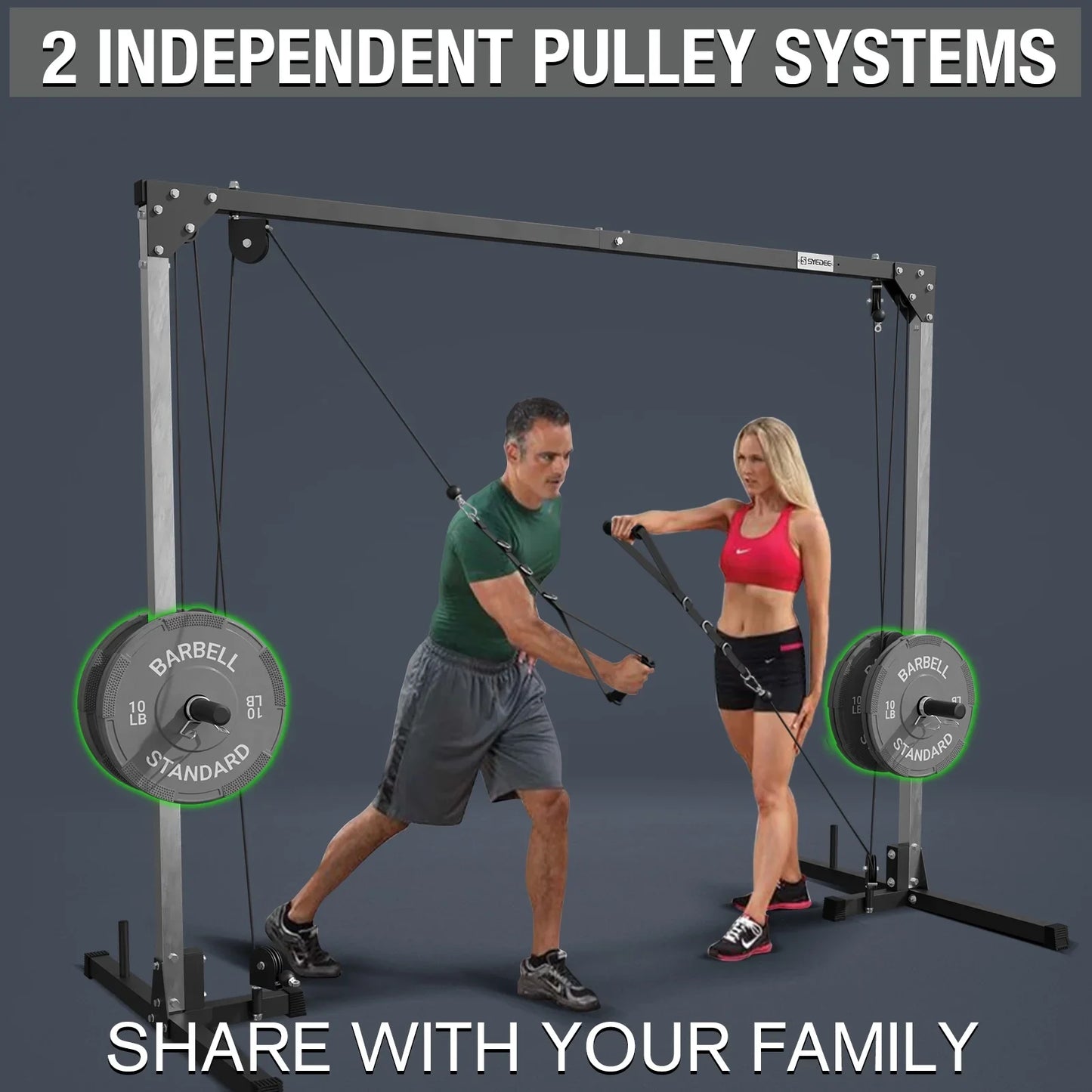 Cable Crossover Machine, syedee Dual Pulley Cable Machine, 400lbs Plate loaded Cable Fly Machine for Home Gym, Standard Home Gym Equipment with Pulley System