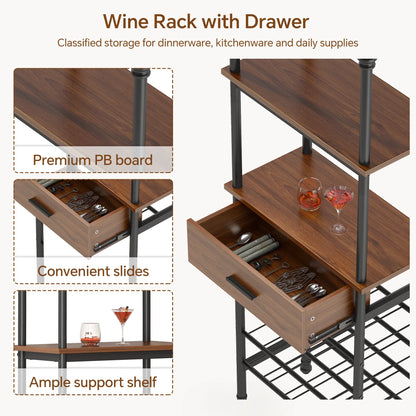 JOZ Floor Standing Wine Rack and Liquor Cabinet for Home Bar Storage