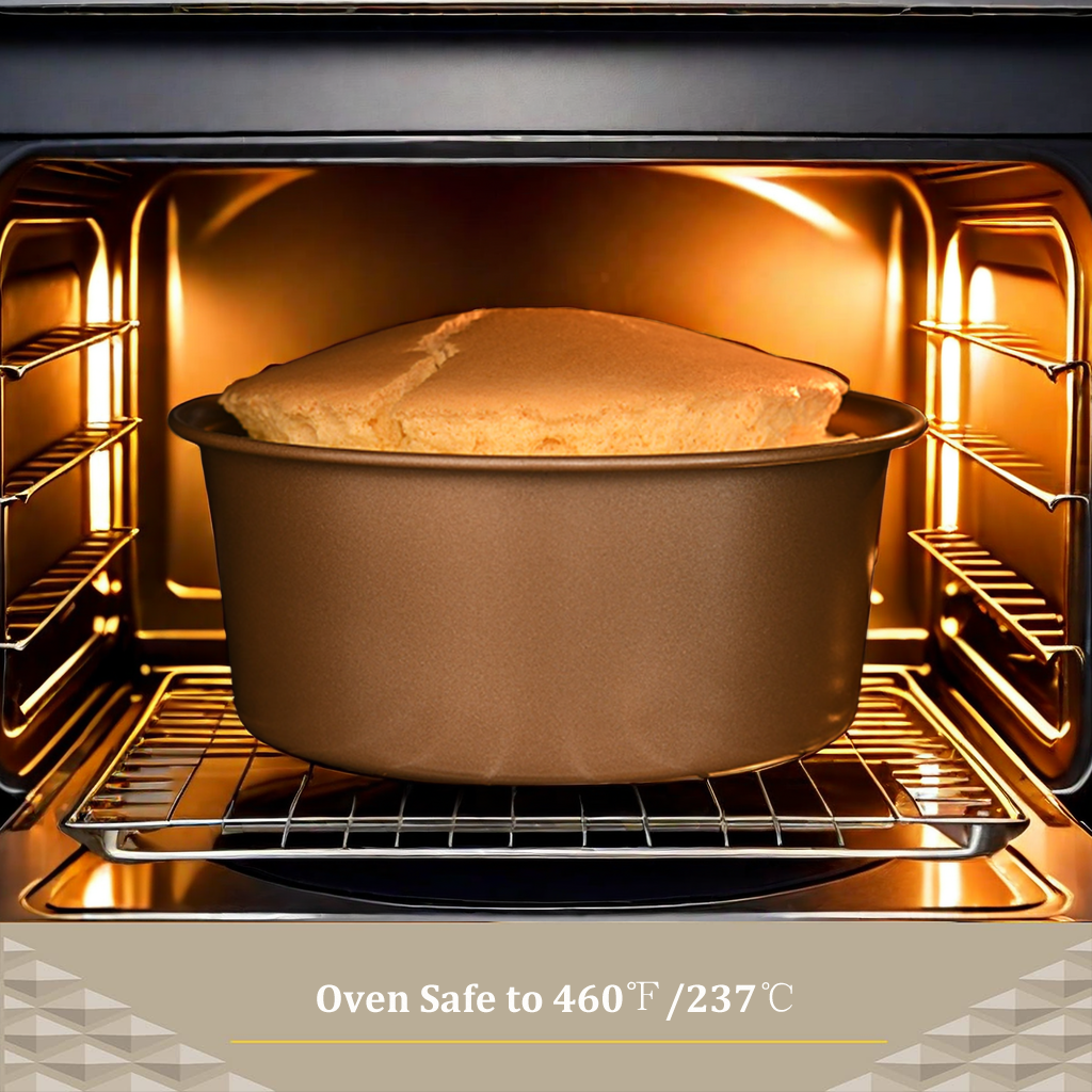 HELONG 2 Pack 8-Inch Round Cake Pan with Removable Bottom Gold