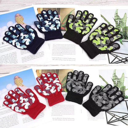 QKURT 6 Pairs of Magic Gloves,Winter Knitted Full Finger Stretch Gloves Warm Gloves for 5~13 Year Old Kids Girls Boys