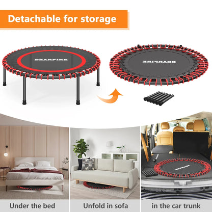 Bearfire Mini Trampoline, 40 inch Fitness Trampoline with Bungees, Exercise Rebounder for Adults/Kids, for Home, Outdoor