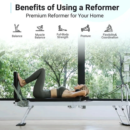 Syedee Foldable Pilates Equipment for Home Workouts,Balanced Body Pilates Reformer Machine for Home and Gym, Pilates Exercise Equipment with Jump Board, Additional 4 Springs