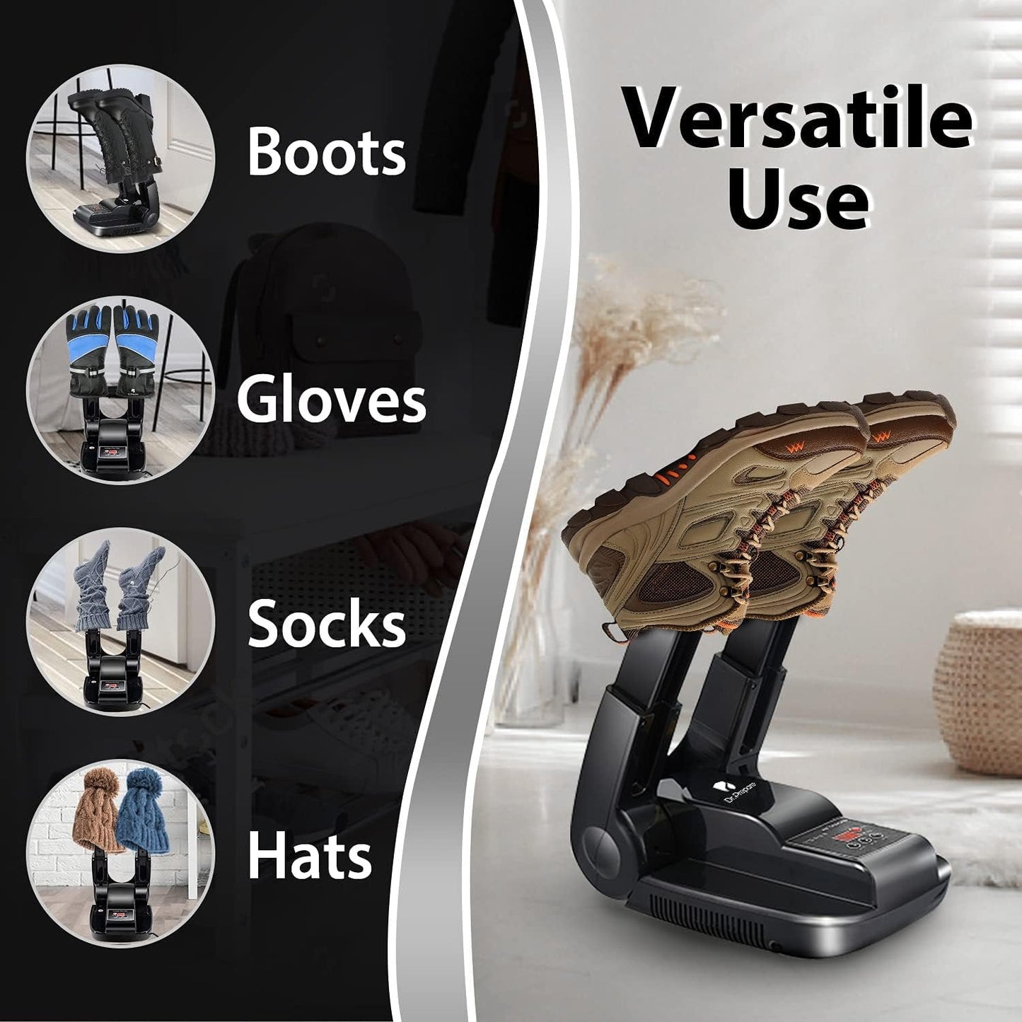 BAOKALER Boot Dryer Shoe Dryer, Glove Dryer & Boot Warmer with Heat Blower, Portable Adjustable Rack and Timer, Folding Design & Quick Drying for Shoes, Gloves, Hats, Socks, Ski Boots, Smart Panel