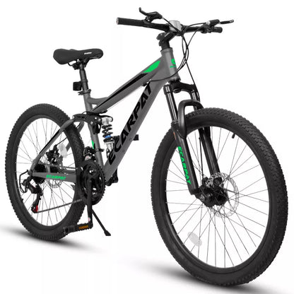 BestParts 27.5 Inch Full Suspension Mountain Bike for Adults, 21-Speed MTB Bicycle with Disc Brakes, Ideal for Fitness, Travel & Trail Riding, Black