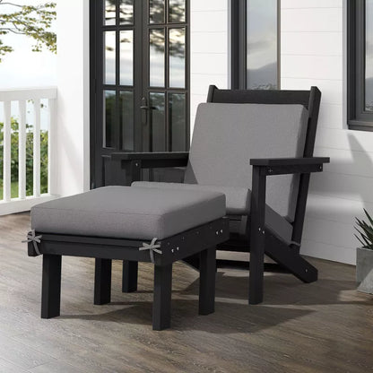 Hyleory Premium HDPE Outdoor Adirondack Chair with Ottoman and Cushion,best choice for your outdoor furniture