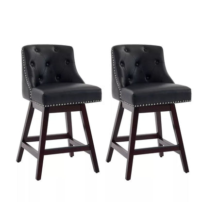 Hyleory Chic 360 degree Rotating Bar Stool  Premium PU Leather Seat  Solid Wood Frame for Timeless Elegance