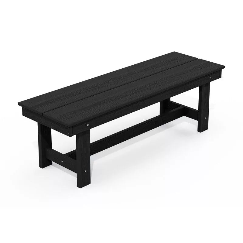 Hyleory HDPE Outdoor Patio Dining Bench  Durable  Weather Resistant Simple Stool