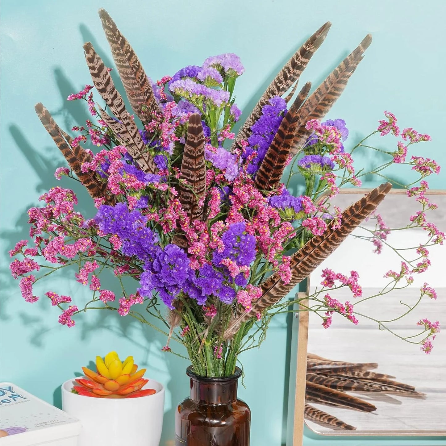 20PCS Pheasant Tail Feather for DIY Crafts Home Holiday Party Decorations, 10-12 inch Natural Feather