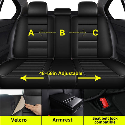 AOMSAZTO Universal 5-Seat Covers Front & Rear Full Set Faux Leather Seat Cushion Protector Waterproof Black