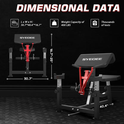 Preacher Curl Weight Bench Seated Arm Isolated Barbell Dumbbell Biceps Station Home Gym Max load 450lLBS