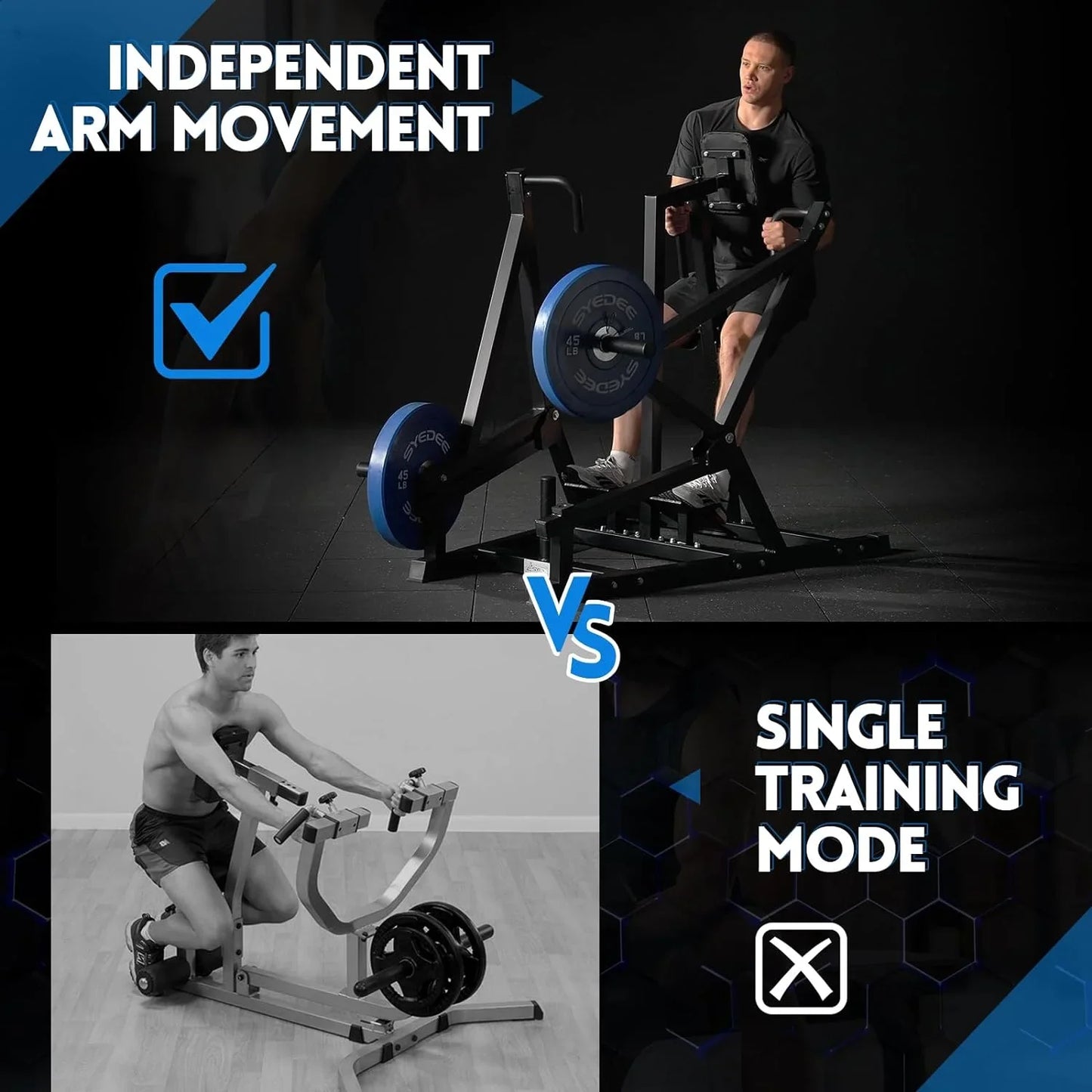 syedee Seated Row Machine, Plate Loaded Back Machines Home Gym Back Row Machine, Leverage Row Machine with Independent Arms & Multi Grips, LAT Machine for Home Gym and Commercial