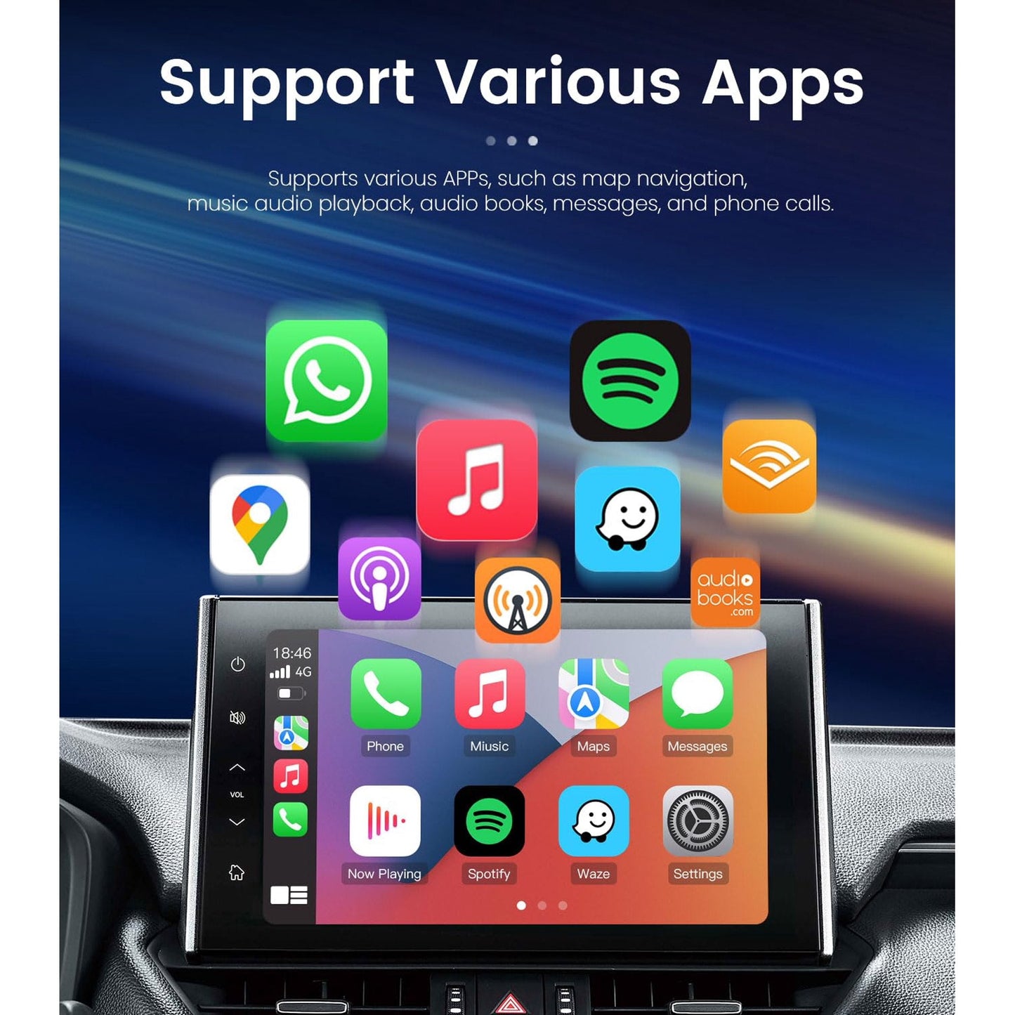 Apple CarPlay Wireless Adapter, 2024 Car Play Wireless Adapter for iPhone, for 2016 and Later Cars with OEM Wired CarPlay