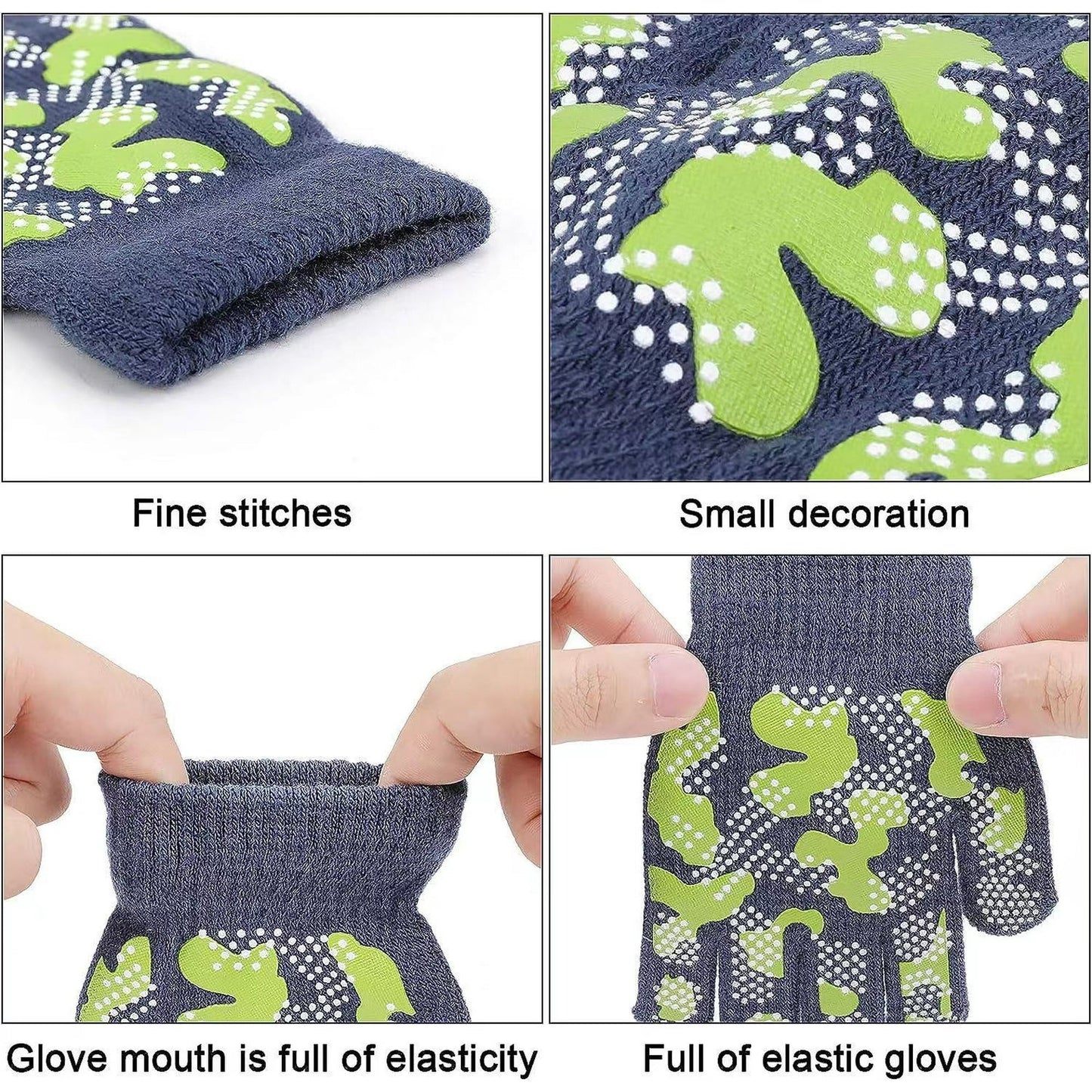 QKURT 6 Pairs of Magic Gloves,Winter Knitted Full Finger Stretch Gloves Warm Gloves for 5~13 Year Old Kids Girls Boys