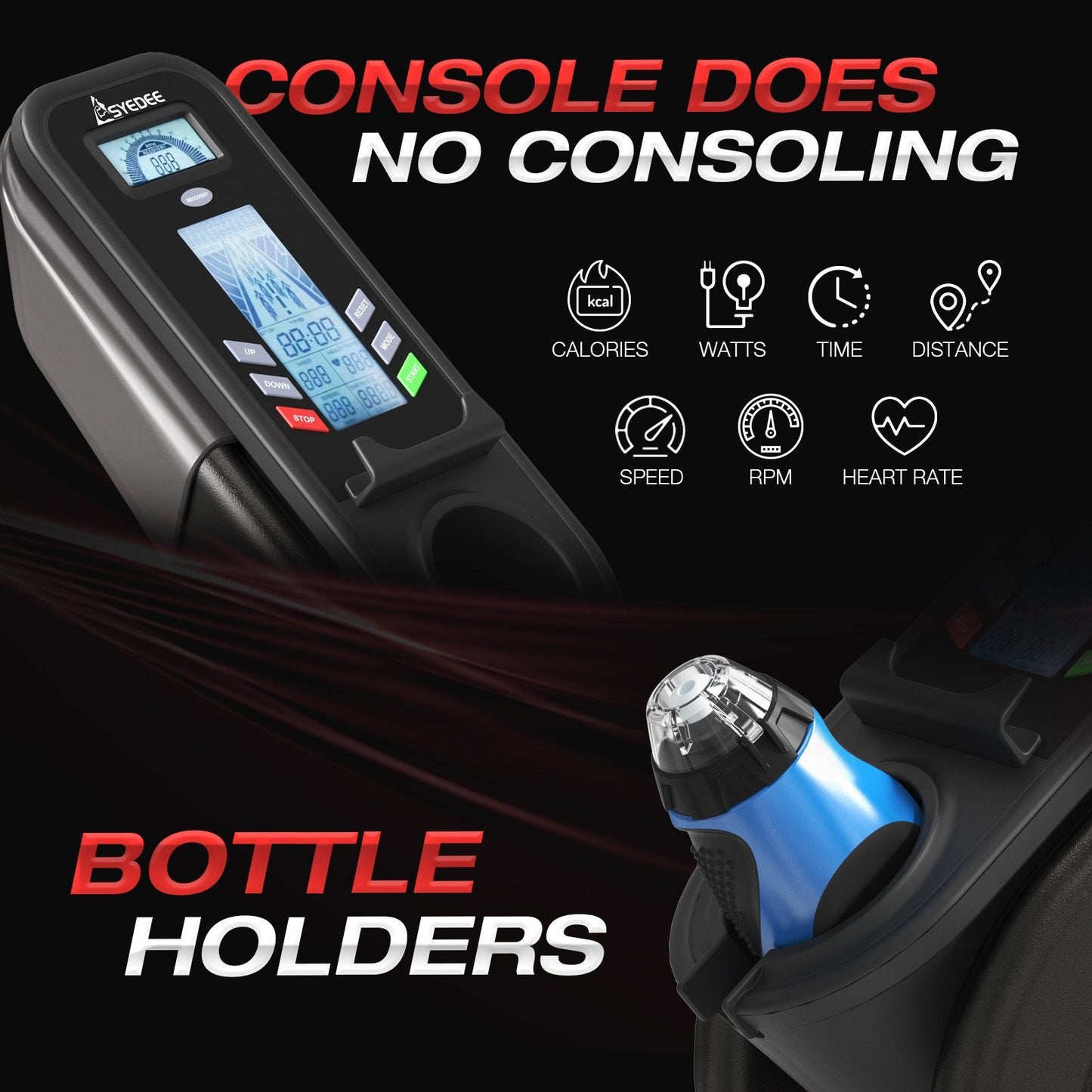 Syedee Air Bike,Unlimited Air Resistance System and Multi-Function Digital Monitor, Air Exercise Bike with Adjustable Seat