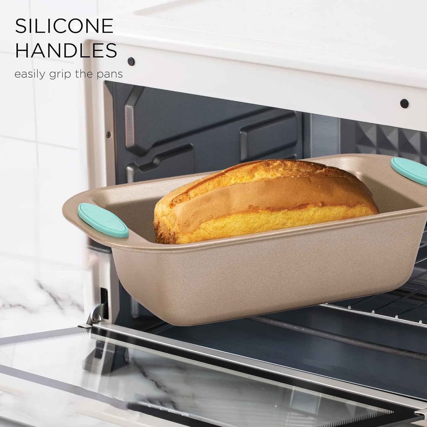 HELONG 2 Pack Nonstick Bread Pan Set, 12.6 x 6.5 inch Heavy Duty Loaf Pans with Wide Grips, Bread Baking Pan Perfect for 1Lb Homemade Bread Gold