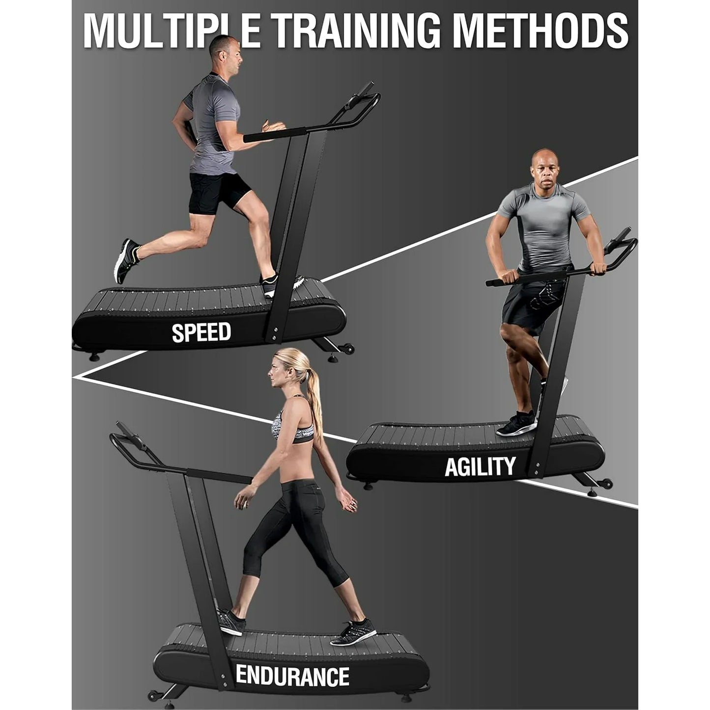 Syedee Premium Portable Curved Manual Treadmill, Motorless Treadmill for Marathon, Air Running with Digital Monitor, Handlebar and Non-Slip Belt, Treadmill for Home Gym, Cardio Equipment