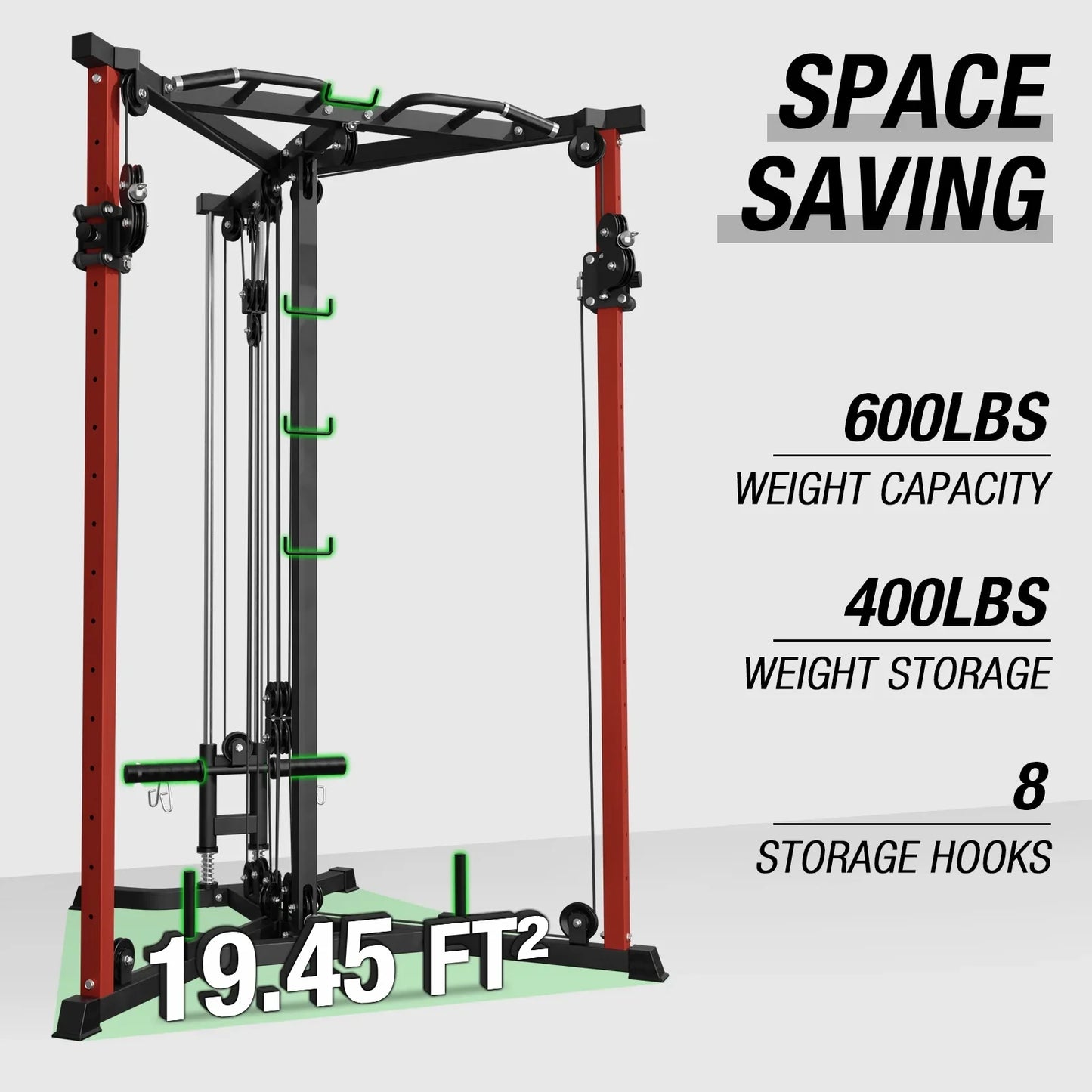 syedee Cable Crossover Machine, 600LBS Weight Capacity Cable Stations with 17 Adjustable Positions, Multi-Grip Pull-Up Bars, Cable Bars and Pivoting Pulley System for The Chest Muscles Strengthening