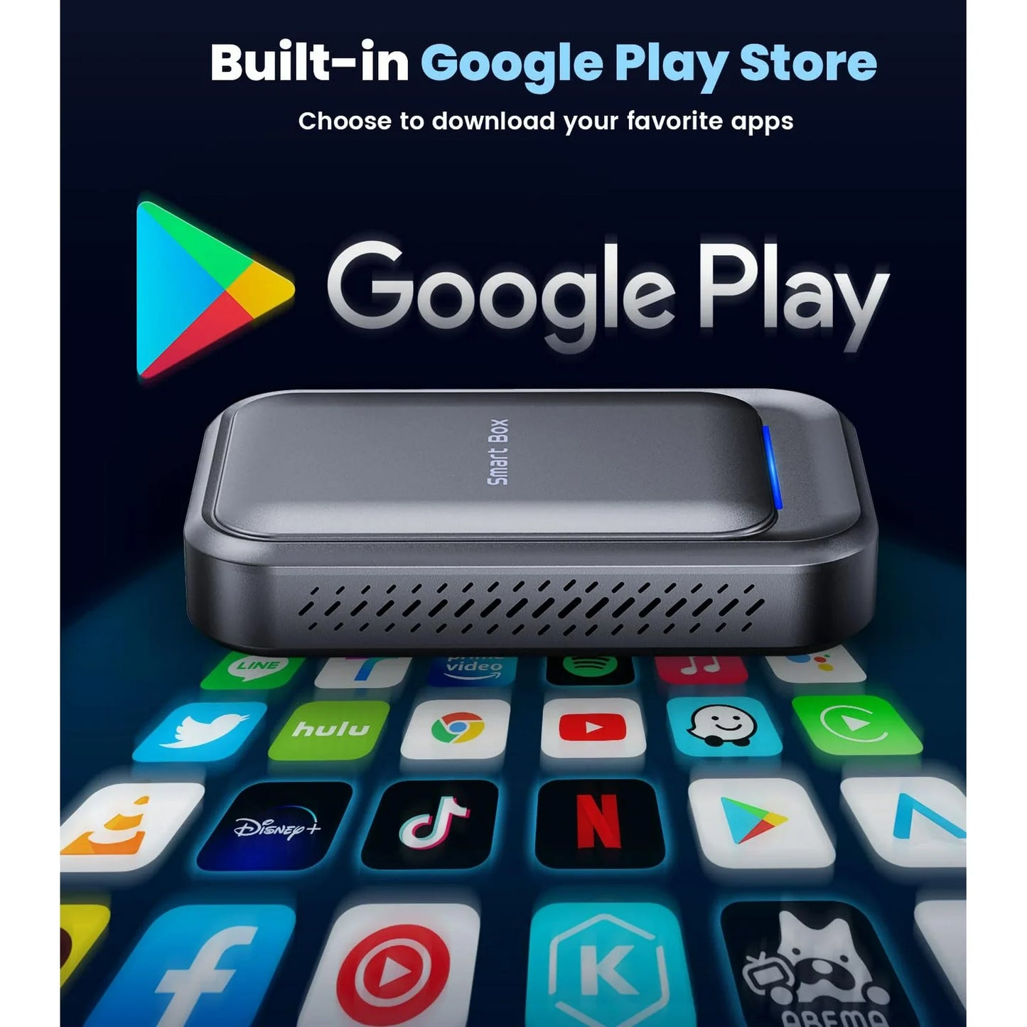 Wireless CarPlay Adapter, Magic Box Support Google Play/Netflix/YouTube/TF&SIM Card/, Apple CarPlay/Android Auto Wireless CarPlay Adapter for OEM Wired CarPlay Cars