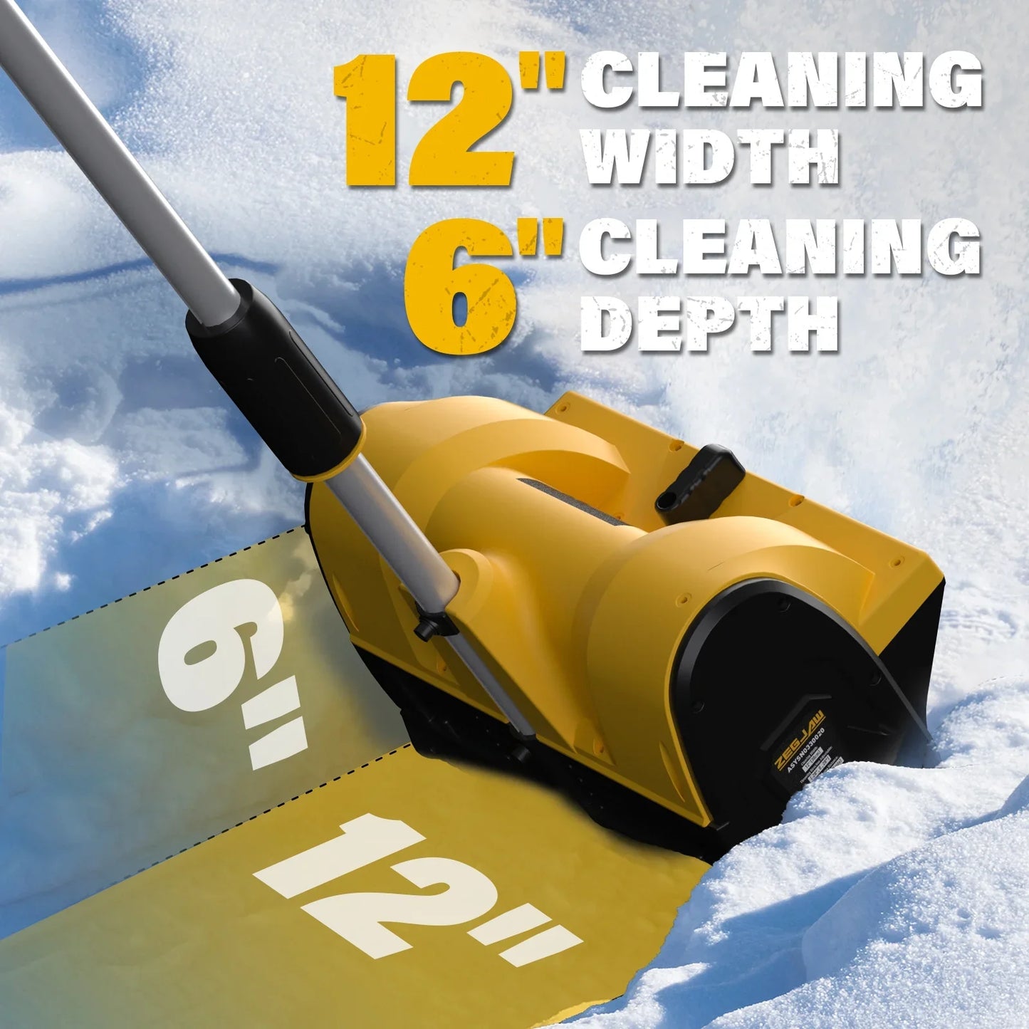 ZEGJAW Cordless Snow Shovel, 20V 12-Inch Electric Snow Shovel, Snow Blower Cordless with Directional Plate and Adjustable Front Handle (4-Ah Battery and Quick Charger Included)