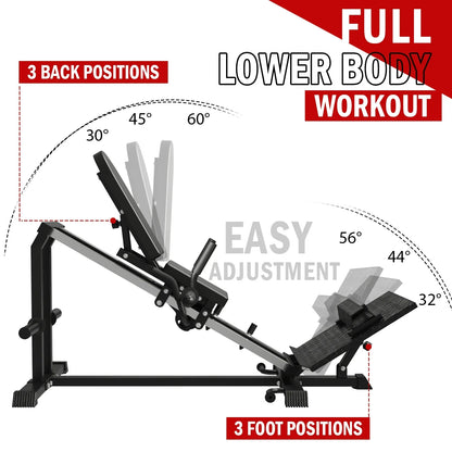 Syedee Compact Leg Sled Machine, Leg Press Machine Capacity 900lbs, Hack Squat Machine Combo, Calf Raise Home Gym