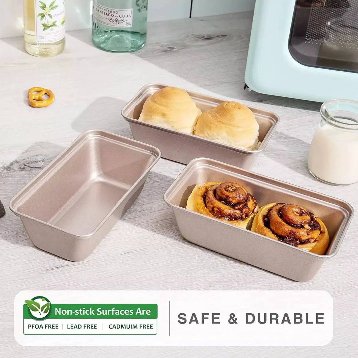 6 Pack Mini Loaf Pans,Non-Stick Baking Bread Pan,Carbon Steel Bread Toast Mold for Bakeware,Homemade Cakes,Black