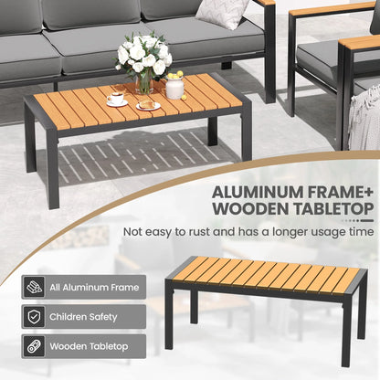 ELPOSUN Aluminum Patio Furniture Set, 8 Pieces Metal Outdoor Furniture Sets, Outdoor Sectional Modern Sofa Sets with Coffee Table for Pool, Garden, Grey (Included Waterproof Covers)