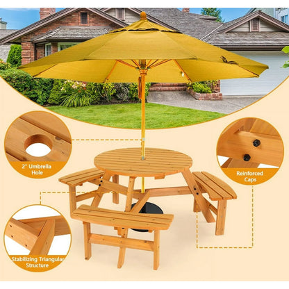 Ktaxon Outdoor Picnic Table Set for 6 Person, Wooden Table Set for Garden, Lawn, Deck, Park, Wooden Table and Bench for Picnic, Gathering