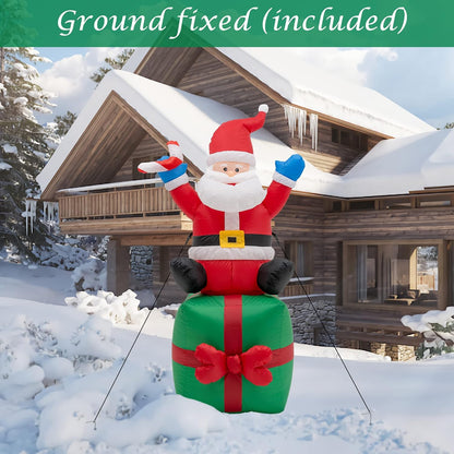 6 Foot Christmas Inflatable Santa Claus Outdoor Decorations with Build-in LED Lights, Waterproof Xmas Family Inflatable Decor for Yard Lawn Garden Home Party Indoor Outdoor