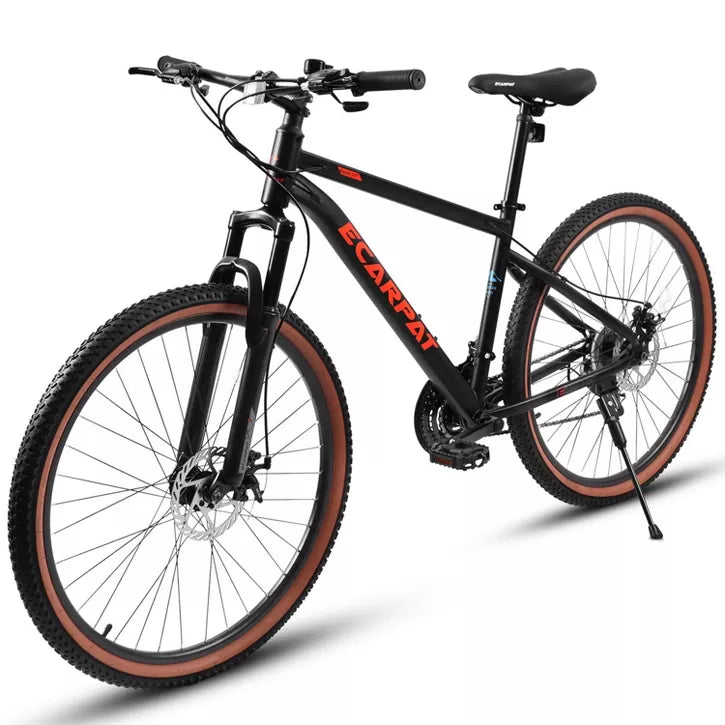 BestParts Teen Mountain Bike 24 Inch, Youth MTB Bicycle with Disc Brakes, Durable Steel Frame, for School Commuting & Outdoor Use, Red+Black