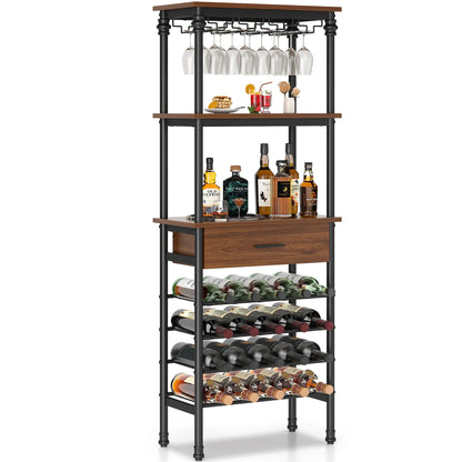 JOZ Floor Standing Wine Rack and Liquor Cabinet for Home Bar Storage