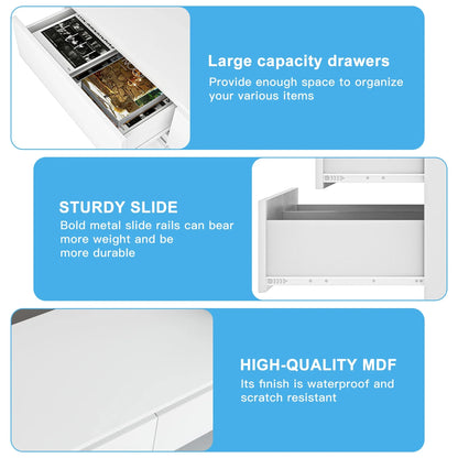 Kadyn White Chest of Drawer, 6 Double Drawer Dresser for Bedroom, Modern Storage Cabinet for Living Room, Nursery Dresser