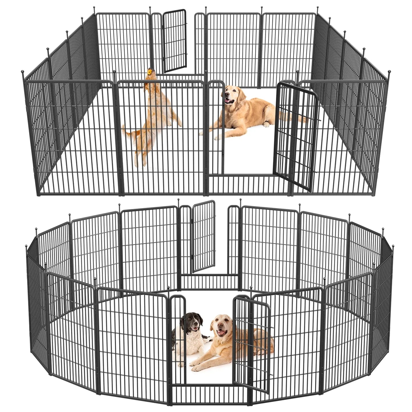 JOZ Dog Playpen Outdoor, 16 Panels, 40" Height Dog Fence Exercise Pen with Doors for Large/Medium/Small Dogs, Portable Pet Playpen for Yard, RV, Camping, Hammer Paint Finish