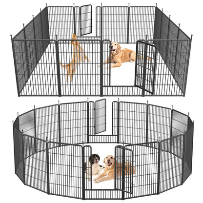JOZ Dog Playpen Outdoor, 16 Panels, 40" Height Dog Fence Exercise Pen with Doors for Large/Medium/Small Dogs, Portable Pet Playpen for Yard, RV, Camping, Hammer Paint Finish