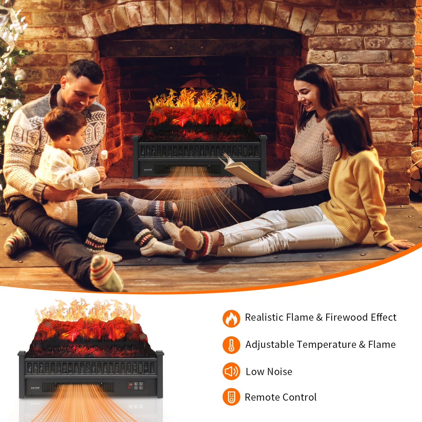 Zimtown 23" 1400W Electric Fireplace Logs Heater FreeStanding Fire Flame Stove