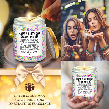 Happy Birthday Gifts for Women, Best Friends, BFF Friendship Gifts for Women Funny Gifts for Women, Best Friends, Her, Sister, Female, Coworker, Girlfriend, Bestie Christmas Candles Gifts