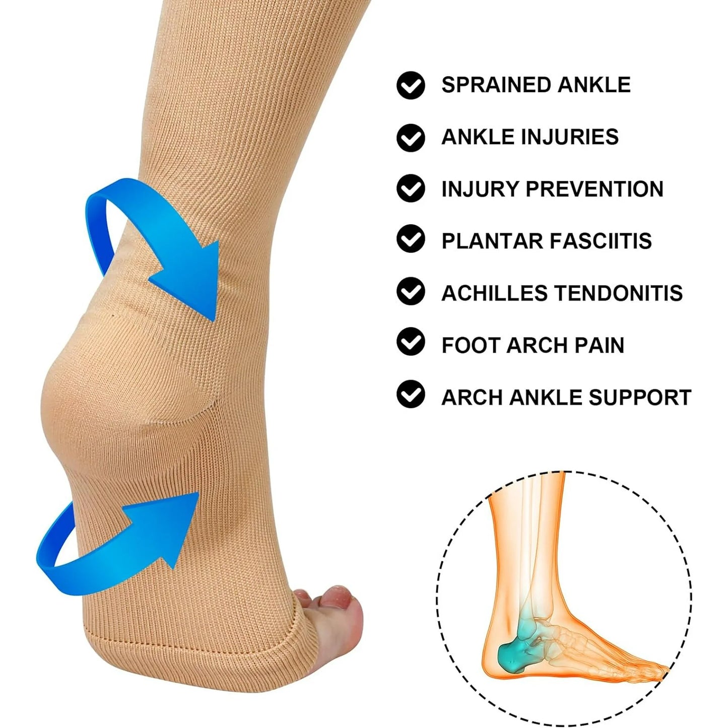 2 Pairs Compression Socks 15-20mmHg Graduated Support Men Women Knee High Comfort Gym Stockings Leg Pain Relief Support Socks