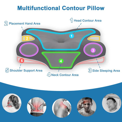 VAVSEA Cervical Pillow for Neck Pain Relief, Contour Memory Foam Pillows with Cooling Breathable Pillowcase, Ergonomic Orthopedic Neck Support Pillow for Side, Back and Stomach Sleepers