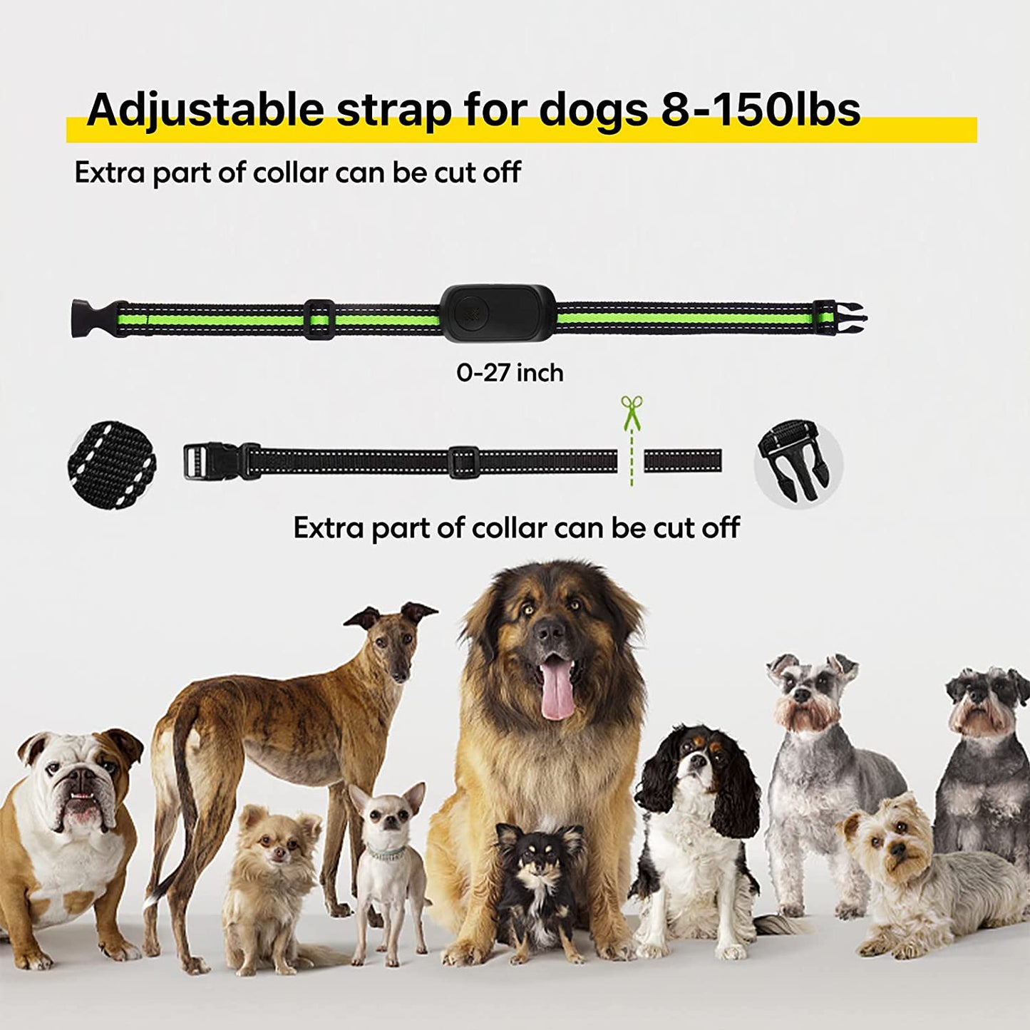 Dog Bark Collar, Bark Shock Collar with Beep Vibration Shock, Bark Collar for Large Medium Small Dogs, Rechargeable Humane Anti Barking Training Collar with 5 Adjustable Sensitivity