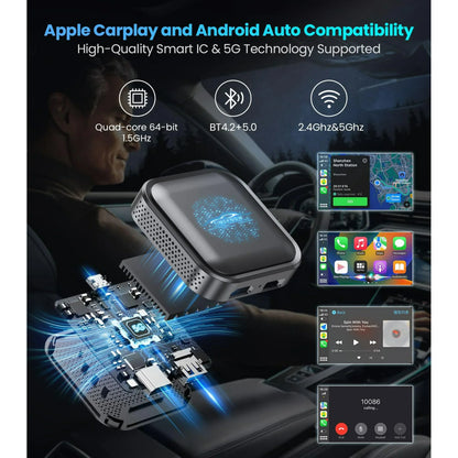 TIMEKNOW Wireless Carplay Adapter Magic Box with Netflix YouTube Tiktok, Upgrade LED Wireless Android Auto Adapter HDMI Dongle for Phone to Miracast/Stream Media to Car/TV, for OEM Wired CarPlay Car